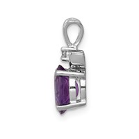 14K White Gold 8x6mm Oval Amethyst and VS Diamond Pendant view 2