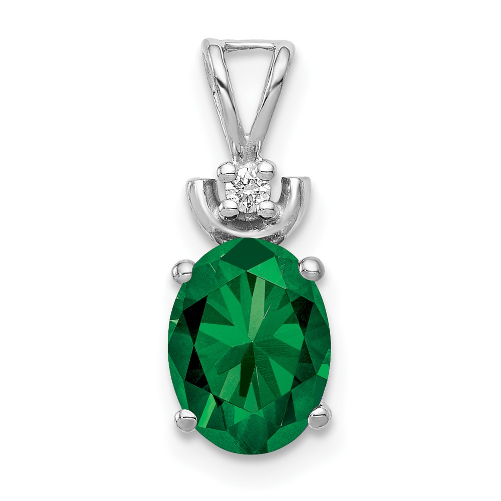 14K White Gold 8x 6mm Oval Mount St. Helens and AA Diamond Pendant