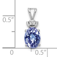 14K White Gold 8x6mm Oval Tanzanite and Aaa Diamond Pendant view 2
