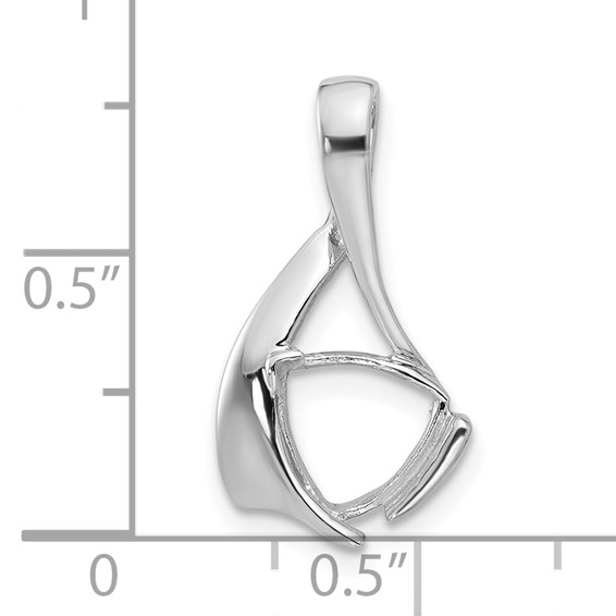 14k White Gold 8mm Trillion Gemstone Pendant Mounting