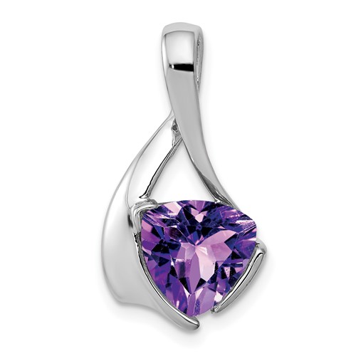 14K White Gold 8mm Trillion Amethyst Slide Fits Up to 3mm Regular 4mm Fancy Or Reversible Omega