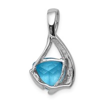14K White Gold 8mm Trillion Blue Topaz Slide Fits Up to 3mm Regular 4mm Fancy Or Reversible Omega view 4