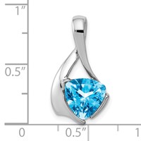 14K White Gold 8mm Trillion Blue Topaz Slide Fits Up to 3mm Regular 4mm Fancy Or Reversible Omega view 3