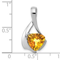14K White Gold 8mm Trillion Citrine Slide Fits Up to 3mm Regular 4mm Fancy Or Reversible Omega view 2