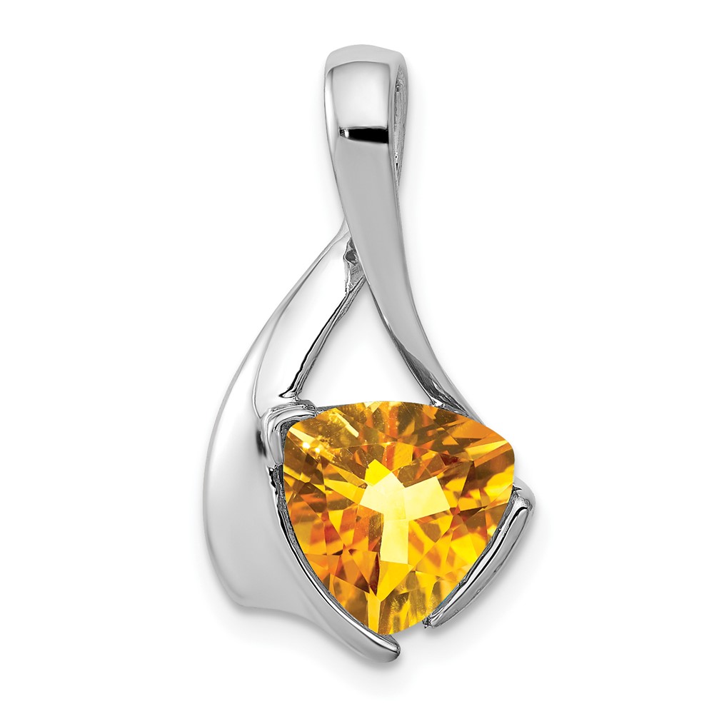 14K White Gold 8mm Trillion Citrine Slide Fits Up to 3mm Regular 4mm Fancy Or Reversible Omega