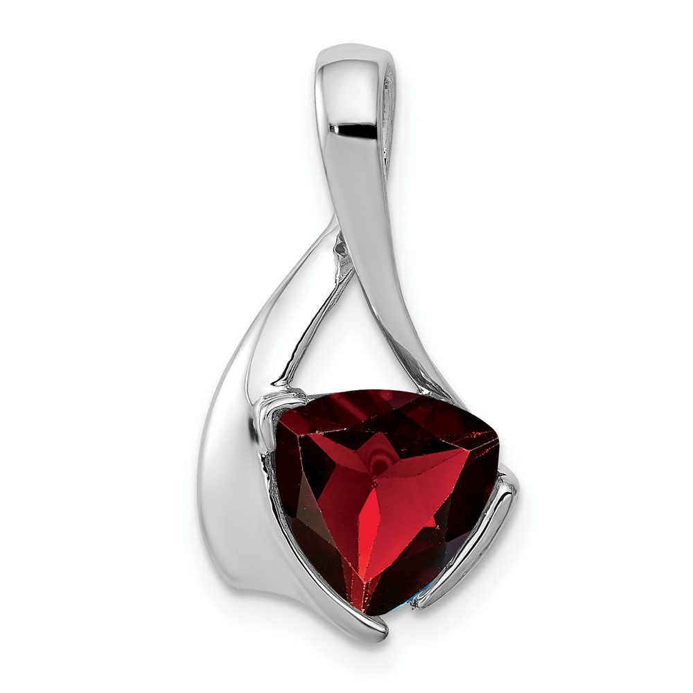 14K White Gold 8mm Trillion Garnet Slide Fits Up to 3mm Regular 4mm Fancy Or Reversible Omega