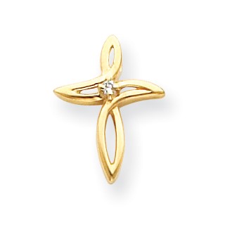 14k AA Diamond Passion Cross Pendant
