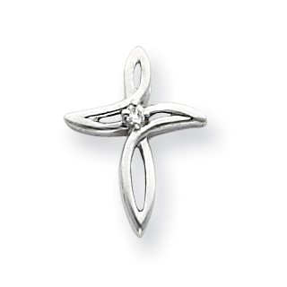 14k White Gold AA Diamond Cross Pendant