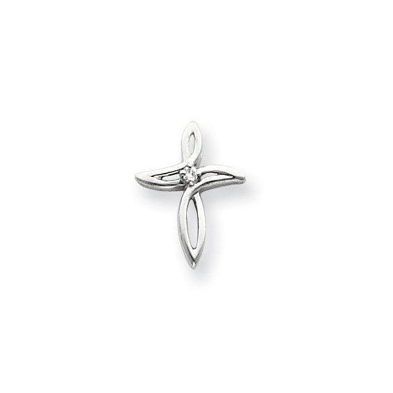 14k White Gold AA Diamond Cross Pendant