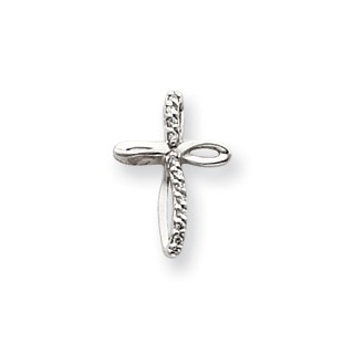 14k White Gold A Diamond cross pendant