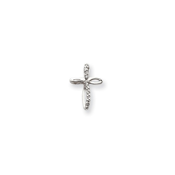 14k White Gold A Diamond cross pendant