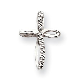 14k White Gold AA Diamond Cross Pendant
