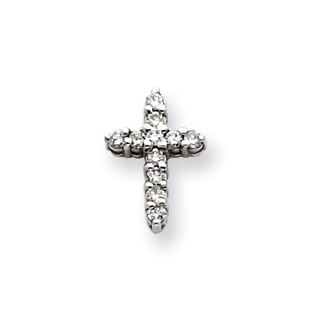 14k White Gold A Diamond cross pendant