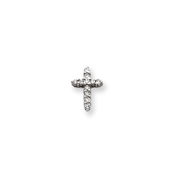 14k White Gold A Diamond cross pendant