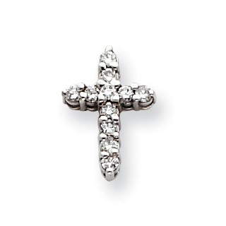 14k White Gold AA Diamond Cross Pendant