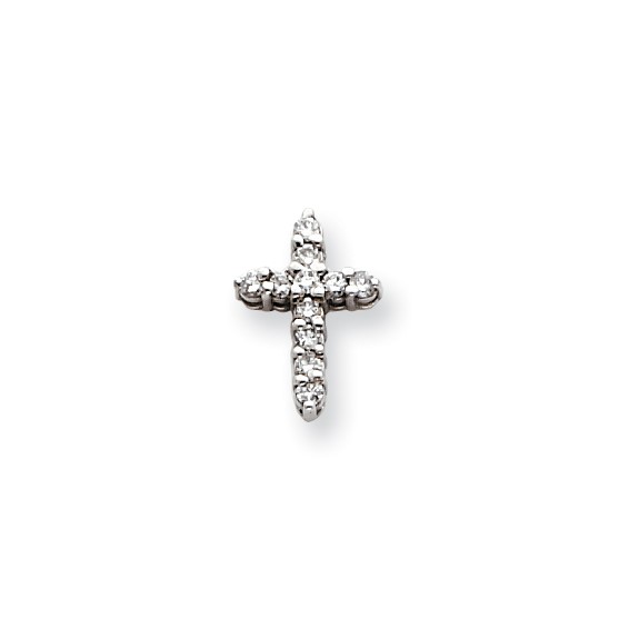 14k White Gold AA Diamond Cross Pendant