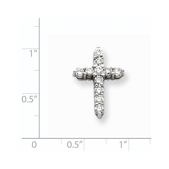 14k White Gold AA Diamond Cross Pendant