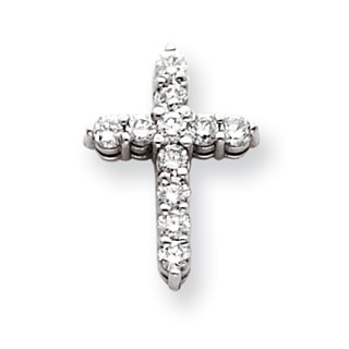 14k White Gold AA Diamond Cross Pendant
