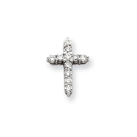 14k White Gold AA Diamond Cross Pendant