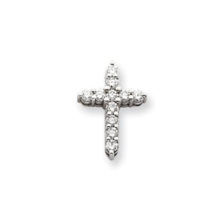 14k White Gold A Diamond cross pendant