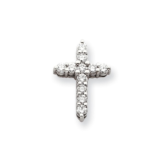 14k White Gold AA Diamond Cross Pendant