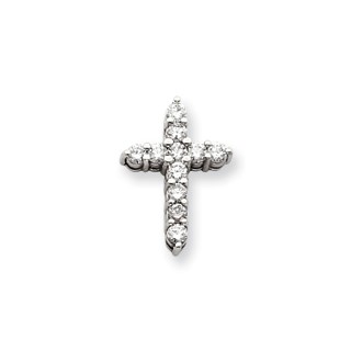 14k White Gold VS Diamond cross pendant