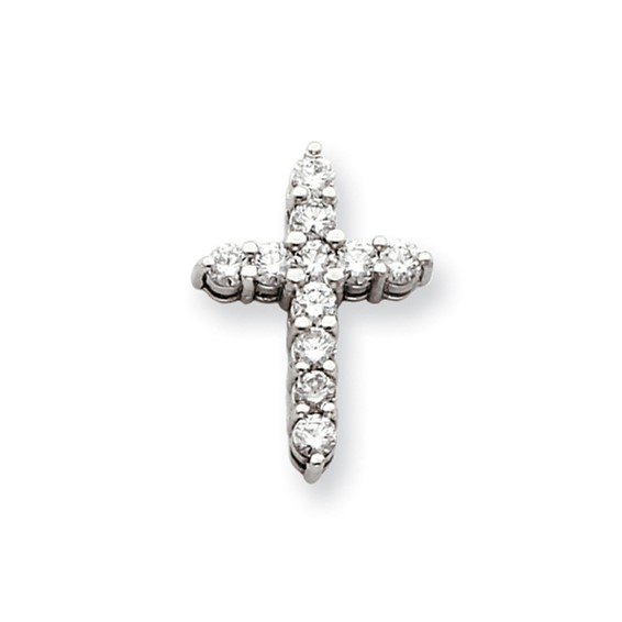 14k White Gold AA Diamond Cross Pendant