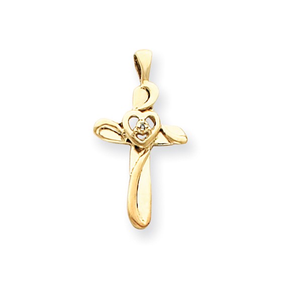 14k AA Diamond Cross Pendant