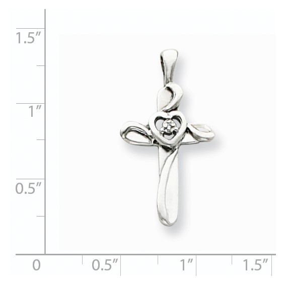 14k White Gold AA Diamond Cross Pendant