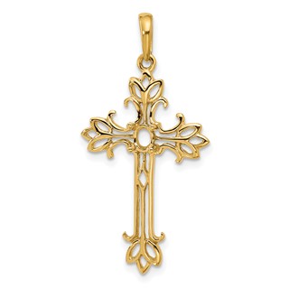 14k Polished Cross Chain Slide Mounting