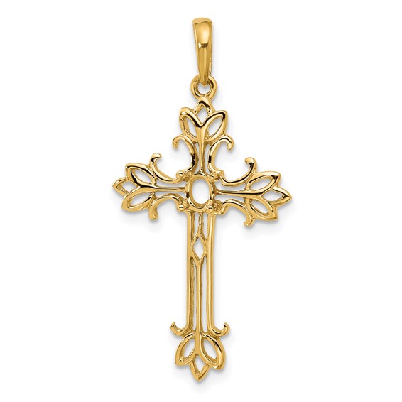 14k Polished Cross Chain Slide Mounting