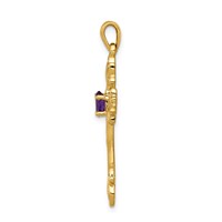 14K Yellow Gold 5x 3mm Oval Amethyst Cross Pendant view 2