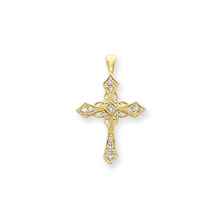 14k A Diamond cross pendant
