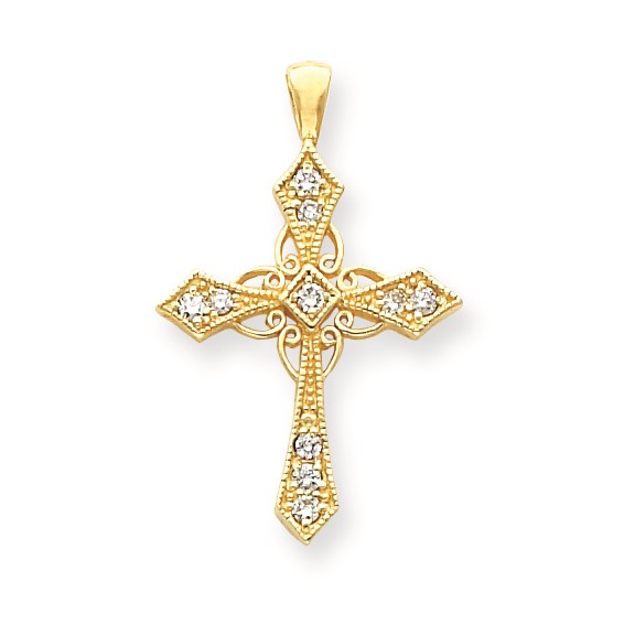 14k AAA Diamond cross pendant