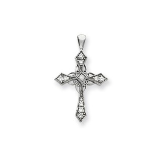 14k White Gold VS Diamond cross pendant
