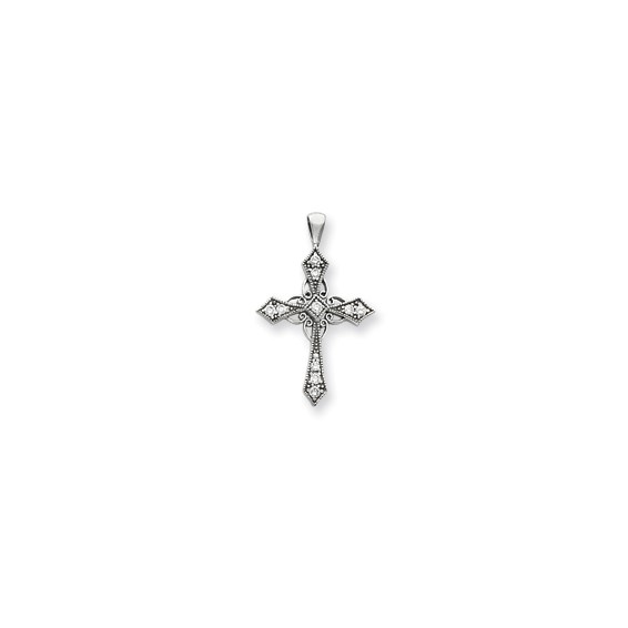 14k White Gold VS Diamond cross pendant