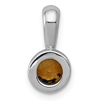 14K White Gold Bezel-set 5mm Round Citrine Pendant view 4