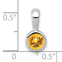 14K White Gold Bezel-set 5mm Round Citrine Pendant view 3