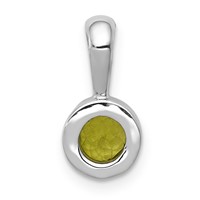 14K White Gold Bezel-set 5mm Round Peridot Pendant view 4