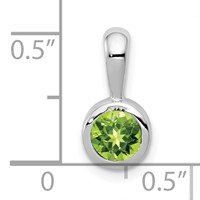 14K White Gold Bezel-set 5mm Round Peridot Pendant view 3
