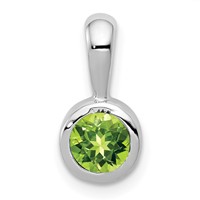 14K White Gold Bezel-set 5mm Round Peridot Pendant view 1