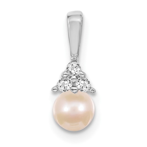 Gold Polished Diamond and Pearl Pendants