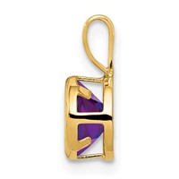 14K 6mm Yellow Gold Round Amethyst Bezel Pendant view 2