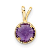 14K 6mm Yellow Gold Round Amethyst Bezel Pendant view 3