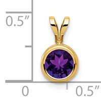 14K 6mm Yellow Gold Round Amethyst Bezel Pendant view 4