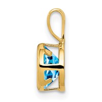 14K 6mm Yellow Gold Round Blue Topaz Bezel Pendant view 2