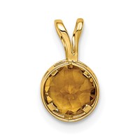 14K 6mm Yellow Gold Round Citrine Bezel Pendant view 3
