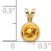14K 6mm Yellow Gold Round Citrine Bezel Pendant view 4