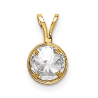 14K 6mm Yellow Gold Round Cubic Zirconia Bezel Pendant view 3