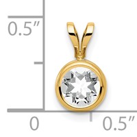 14K 6mm Yellow Gold Round Cubic Zirconia Bezel Pendant view 4